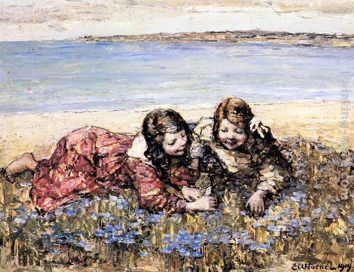 Edward Atkinson Hornel Gathering Flowers by the Seashore